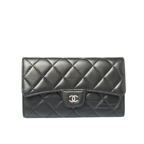 chanel made in paris black leather wallet|chanel wallet vintage.